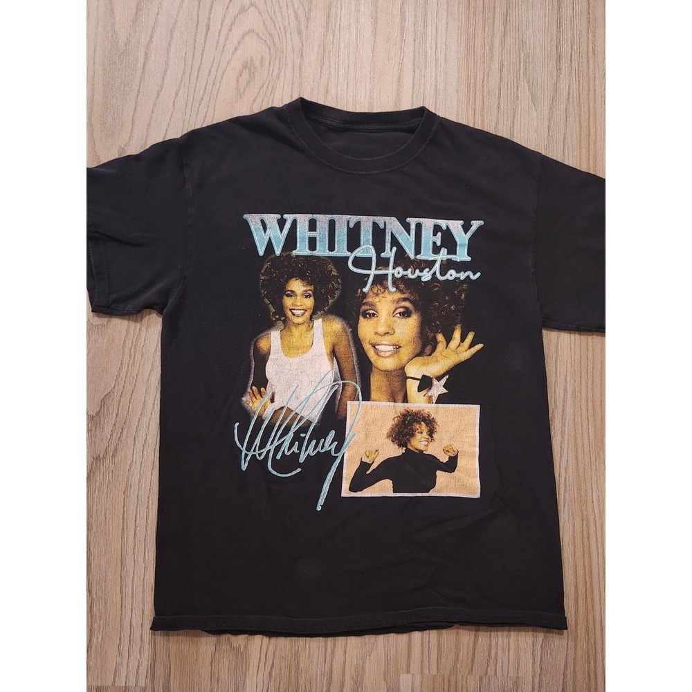 Whitney Houston  Short Sleeve T-Shirt  Women's Size Large Black